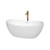 Wyndham WCOBT101460SWATPGD Rebecca 60 Inch Freestanding Bathtub in White with Shiny White Trim and Floor Mounted Faucet in Brushed Gold