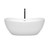Wyndham WCOBT101460SWATPBK Rebecca 60 Inch Freestanding Bathtub in White with Shiny White Trim and Floor Mounted Faucet in Matte Black