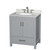 Wyndham WCS141430SGYCMUNOMXX Sheffield 30 Inch Single Bathroom Vanity in Gray, White Carrara Marble Countertop, Undermount Oval Sink, and No Mirror