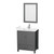 Wyndham WCS141430SKGWCUNSM24 Sheffield 30 Inch Single Bathroom Vanity in Dark Gray, White Cultured Marble Countertop, Undermount Square Sink, 24 Inch Mirror