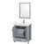 Wyndham WCS141430SGYWCUNSM24 Sheffield 30 Inch Single Bathroom Vanity in Gray, White Cultured Marble Countertop, Undermount Square Sink, 24 Inch Mirror
