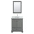 Wyndham WCS202030SKGCMUNSM24 Deborah 30 Inch Single Bathroom Vanity in Dark Gray, White Carrara Marble Countertop, Undermount Square Sink, and 24 Inch Mirror