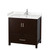 Wyndham WCS141436SESC2UNSMXX Sheffield 36 Inch Single Bathroom Vanity in Espresso, Carrara Cultured Marble Countertop, Undermount Square Sink, No Mirror
