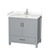 Wyndham WCS141436SGYC2UNSMXX Sheffield 36 Inch Single Bathroom Vanity in Gray, Carrara Cultured Marble Countertop, Undermount Square Sink, No Mirror