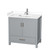 Wyndham WCS141436SGYWCUNSMXX Sheffield 36 Inch Single Bathroom Vanity in Gray, White Cultured Marble Countertop, Undermount Square Sink, No Mirror