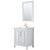 Wyndham WCV252530SWGC2UNSM24 Daria 30 Inch Single Bathroom Vanity in White, Light-Vein Carrara Cultured Marble Countertop, Undermount Square Sink, 24 Inch Mirror, Brushed Gold Trim