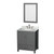 Wyndham WCS141430SKGCMUNOM24 Sheffield 30 Inch Single Bathroom Vanity in Dark Gray, White Carrara Marble Countertop, Undermount Oval Sink, and 24 Inch Mirror