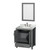 Wyndham WCS141430SKGCMUNOM24 Sheffield 30 Inch Single Bathroom Vanity in Dark Gray, White Carrara Marble Countertop, Undermount Oval Sink, and 24 Inch Mirror