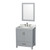 Wyndham WCS141430SGYCMUNOM24 Sheffield 30 Inch Single Bathroom Vanity in Gray, White Carrara Marble Countertop, Undermount Oval Sink, and 24 Inch Mirror