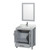 Wyndham WCS141430SGYCMUNSM24 Sheffield 30 Inch Single Bathroom Vanity in Gray, White Carrara Marble Countertop, Undermount Square Sink, and 24 Inch Mirror