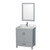 Wyndham WCS141430SGYCMUNSM24 Sheffield 30 Inch Single Bathroom Vanity in Gray, White Carrara Marble Countertop, Undermount Square Sink, and 24 Inch Mirror