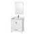 Wyndham WCS141430SWHCMUNSM24 Sheffield 30 Inch Single Bathroom Vanity in White, White Carrara Marble Countertop, Undermount Square Sink, and 24 Inch Mirror
