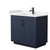 Wyndham WCF292936SBBC2UNSMXX Miranda 36 Inch Single Bathroom Vanity in Dark Blue, Light-Vein Carrara Cultured Marble Countertop, Undermount Square Sink, Matte Black Trim