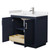 Wyndham WCF292936SBNWCUNSMXX Miranda 36 Inch Single Bathroom Vanity in Dark Blue, White Cultured Marble Countertop, Undermount Square Sink, Brushed Nickel Trim
