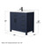 Wyndham WCG242436SBBCCUNSMXX Beckett 36 Inch Single Bathroom Vanity in Dark Blue, Carrara Cultured Marble Countertop, Undermount Square Sink, Matte Black Trim