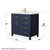 Wyndham WCG242436SBLWCUNSMXX Beckett 36 Inch Single Bathroom Vanity in Dark Blue, White Cultured Marble Countertop, Undermount Square Sink, Brushed Gold Trim