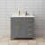 Wyndham WCG242436SGGCCUNSMXX Beckett 36 Inch Single Bathroom Vanity in Dark Gray, Carrara Cultured Marble Countertop, Undermount Square Sink, Brushed Gold Trim