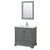 Wyndham WCS202036SKGC2UNSM24 Deborah 36 Inch Single Bathroom Vanity in Dark Gray, Light-Vein Carrara Cultured Marble Countertop, Undermount Square Sink, 24 Inch Mirror