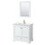 Wyndham WCS202036SWGC2UNSM24 Deborah 36 Inch Single Bathroom Vanity in White, Carrara Cultured Marble Countertop, Undermount Square Sink, Brushed Gold Trim, 24 Inch Mirror