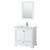 Wyndham WCS202036SWHC2UNSM24 Deborah 36 Inch Single Bathroom Vanity in White, Light-Vein Carrara Cultured Marble Countertop, Undermount Square Sink, 24 Inch Mirror