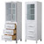 Wyndham WCV2525LTWH Daria Linen Tower in White with Shelved Cabinet Storage and 3 Drawers