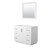 Wyndham WCF292942SWHCXSXXM34 Miranda 42 Inch Single Bathroom Vanity in White, No Countertop, No Sink, Brushed Nickel Trim, 34 Inch Mirror
