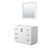 Wyndham WCF292942SWBCXSXXM34 Miranda 42 Inch Single Bathroom Vanity in White, No Countertop, No Sink, Matte Black Trim, 34 Inch Mirror