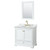 Wyndham WCS202036SWGCMUNOM24 Deborah 36 Inch Single Bathroom Vanity in White, White Carrara Marble Countertop, Undermount Oval Sink, Brushed Gold Trim, 24 Inch Mirror