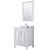 Wyndham WCV252530SWHCMUNSM24 Daria 30 Inch Single Bathroom Vanity in White, White Carrara Marble Countertop, Undermount Square Sink, and 24 Inch Mirror