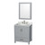Wyndham WCS141430SGYCMUNOMED Sheffield 30 Inch Single Bathroom Vanity in Gray, White Carrara Marble Countertop, Undermount Oval Sink, and Medicine Cabinet