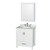 Wyndham WCS141430SWHCMUNOMED Sheffield 30 Inch Single Bathroom Vanity in White, White Carrara Marble Countertop, Undermount Oval Sink, and Medicine Cabinet