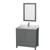 Wyndham WCS141436SKGCMUNSM24 Sheffield 36 Inch Single Bathroom Vanity in Dark Gray, White Carrara Marble Countertop, Undermount Square Sink, and 24 Inch Mirror