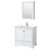 Wyndham WCS202036SWGC2UNSMED Deborah 36 Inch Single Bathroom Vanity in White, Carrara Cultured Marble Countertop, Undermount Square Sink, Brushed Gold Trim, Medicine Cabinet