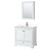 Wyndham WCS202036SWHC2UNSMED Deborah 36 Inch Single Bathroom Vanity in White, Light-Vein Carrara Cultured Marble Countertop, Undermount Square Sink, Medicine Cabinet