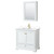 Wyndham WCS202036SWGWCUNSMED Deborah 36 Inch Single Bathroom Vanity in White, White Cultured Marble Countertop, Undermount Square Sink, Brushed Gold Trim, Medicine Cabinet