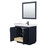 Wyndham WCF292936SBBWCUNSM34 Miranda 36 Inch Single Bathroom Vanity in Dark Blue, White Cultured Marble Countertop, Undermount Square Sink, Matte Black Trim, 34 Inch Mirror