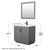 Wyndham WCF292936SGBC2UNSM34 Miranda 36 Inch Single Bathroom Vanity in Dark Gray, Light-Vein Carrara Cultured Marble Countertop, Undermount Square Sink, Matte Black Trim, 34 Inch Mirror