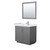 Wyndham WCF292936SKGWCUNSM34 Miranda 36 Inch Single Bathroom Vanity in Dark Gray, White Cultured Marble Countertop, Undermount Square Sink, Brushed Nickel Trim, 34 Inch Mirror