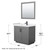 Wyndham WCF292936SGBWCUNSM34 Miranda 36 Inch Single Bathroom Vanity in Dark Gray, White Cultured Marble Countertop, Undermount Square Sink, Matte Black Trim, 34 Inch Mirror