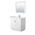 Wyndham WCF292936SWHC2UNSM34 Miranda 36 Inch Single Bathroom Vanity in White, Light-Vein Carrara Cultured Marble Countertop, Undermount Square Sink, Brushed Nickel Trim, 34 Inch Mirror