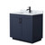 Wyndham WCF292936SBBCMUNSMXX Miranda 36 Inch Single Bathroom Vanity in Dark Blue, White Carrara Marble Countertop, Undermount Square Sink, Matte Black Trim