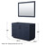 Wyndham WCF292948SBBCXSXXM46 Miranda 48 Inch Single Bathroom Vanity in Dark Blue, No Countertop, No Sink, Matte Black Trim, 46 Inch Mirror