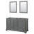 Wyndham WCS202060DKGCXSXXM24 Deborah 60 Inch Double Bathroom Vanity in Dark Gray, No Countertop, No Sinks, and 24 Inch Mirrors