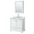 Wyndham WCS202036SWHCMUNSMED Deborah 36 Inch Single Bathroom Vanity in White, White Carrara Marble Countertop, Undermount Square Sink, and Medicine Cabinet