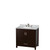Wyndham WCS141436SESCMUNOMED Sheffield 36 Inch Single Bathroom Vanity in Espresso, White Carrara Marble Countertop, Undermount Oval Sink, and Medicine Cabinet
