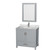Wyndham WCS141436SGYCMUNSMED Sheffield 36 Inch Single Bathroom Vanity in Gray, White Carrara Marble Countertop, Undermount Square Sink, and Medicine Cabinet