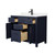 Wyndham WCG242442SBBCCUNSMXX Beckett 42 Inch Single Bathroom Vanity in Dark Blue, Carrara Cultured Marble Countertop, Undermount Square Sink, Matte Black Trim