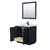 Wyndham WCF292936SBBCMUNSM34 Miranda 36 Inch Single Bathroom Vanity in Dark Blue, White Carrara Marble Countertop, Undermount Square Sink, Matte Black Trim, 34 Inch Mirror