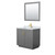 Wyndham WCF292936SGGCMUNSM34 Miranda 36 Inch Single Bathroom Vanity in Dark Gray, White Carrara Marble Countertop, Undermount Square Sink, Brushed Gold Trim, 34 Inch Mirror