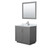 Wyndham WCF292936SKGCMUNSM34 Miranda 36 Inch Single Bathroom Vanity in Dark Gray, White Carrara Marble Countertop, Undermount Square Sink, Brushed Nickel Trim, 34 Inch Mirror